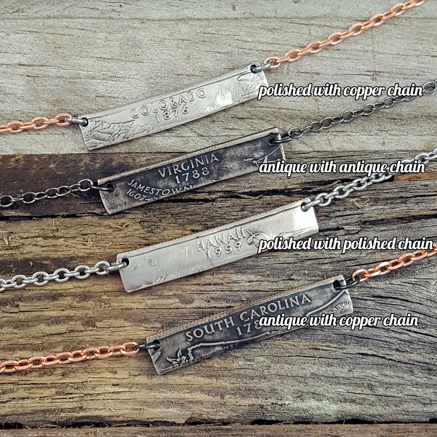 State Quarter Coin Bar Necklace