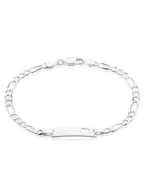Sterling Silver 18.5cm ID Kids Bracelet with Heart Cutout