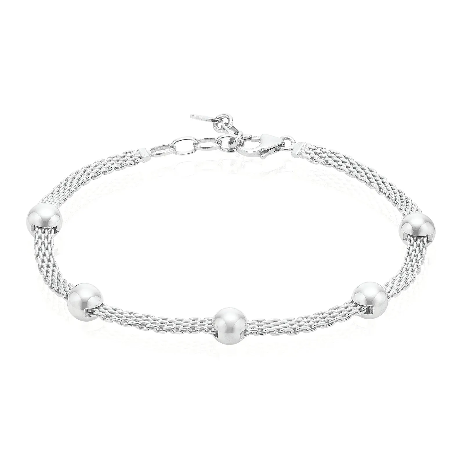 Sterling Silver 19.5cm Ball Fancy Bracelet