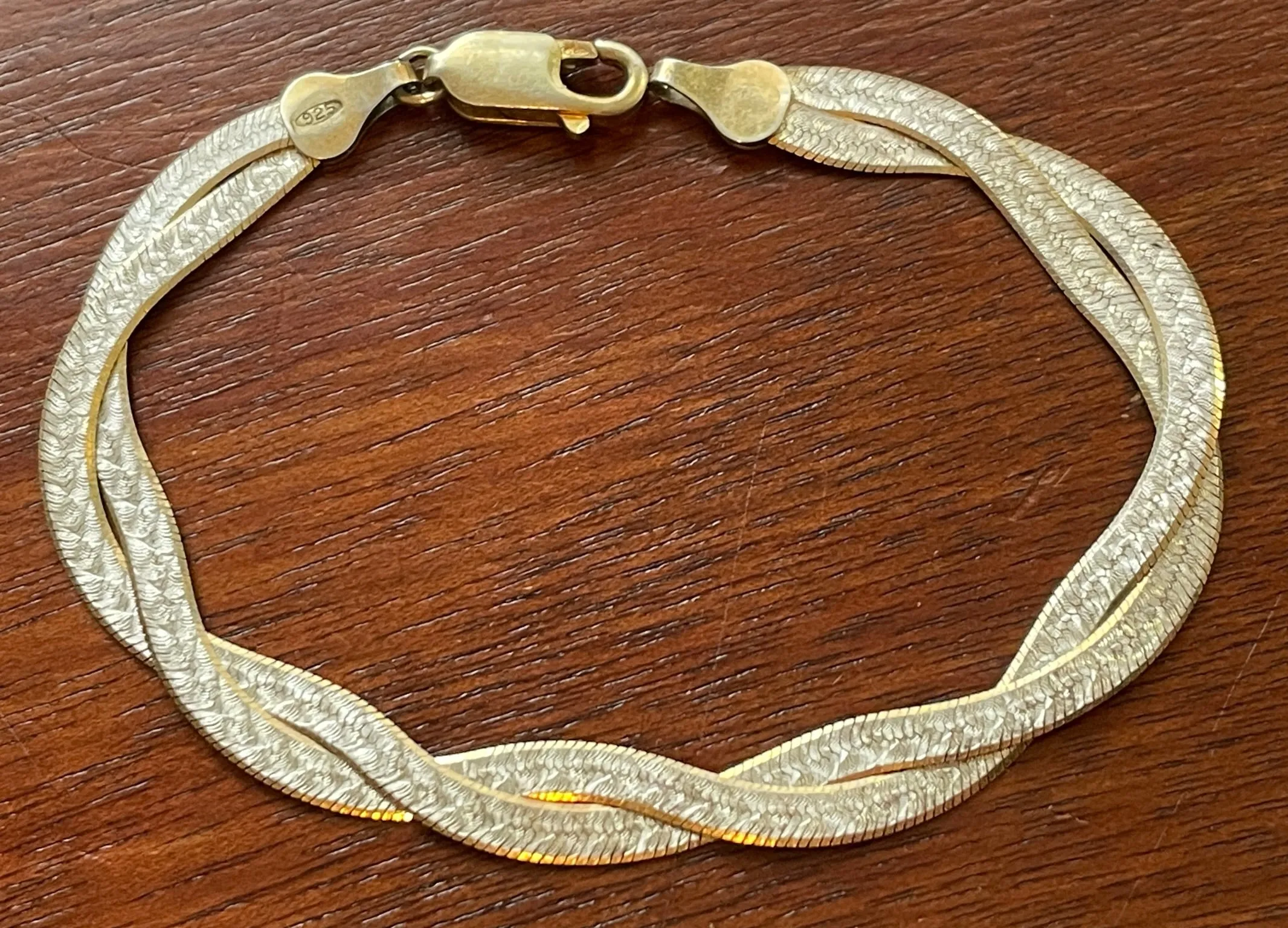Sterling Silver 925 Twist Braid Herringbone Bracelet