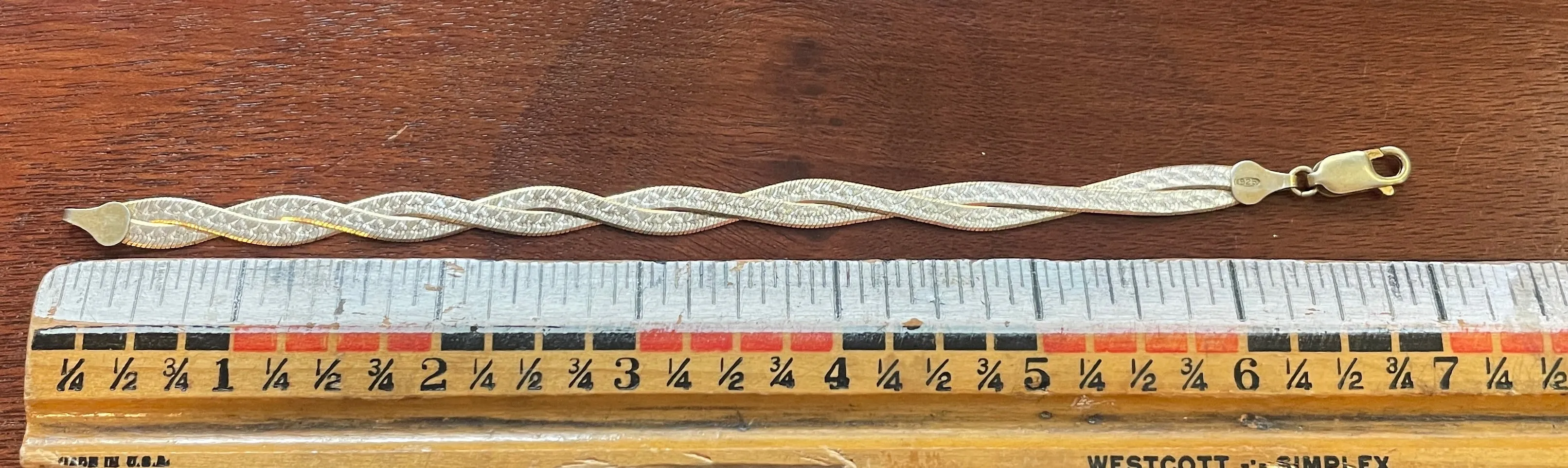 Sterling Silver 925 Twist Braid Herringbone Bracelet