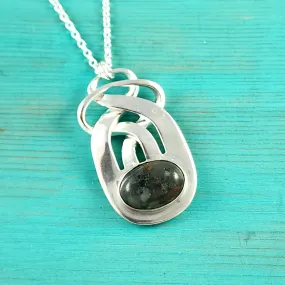 Sterling Silver Dragon's Blood Jasper Twisted Fork Pendant