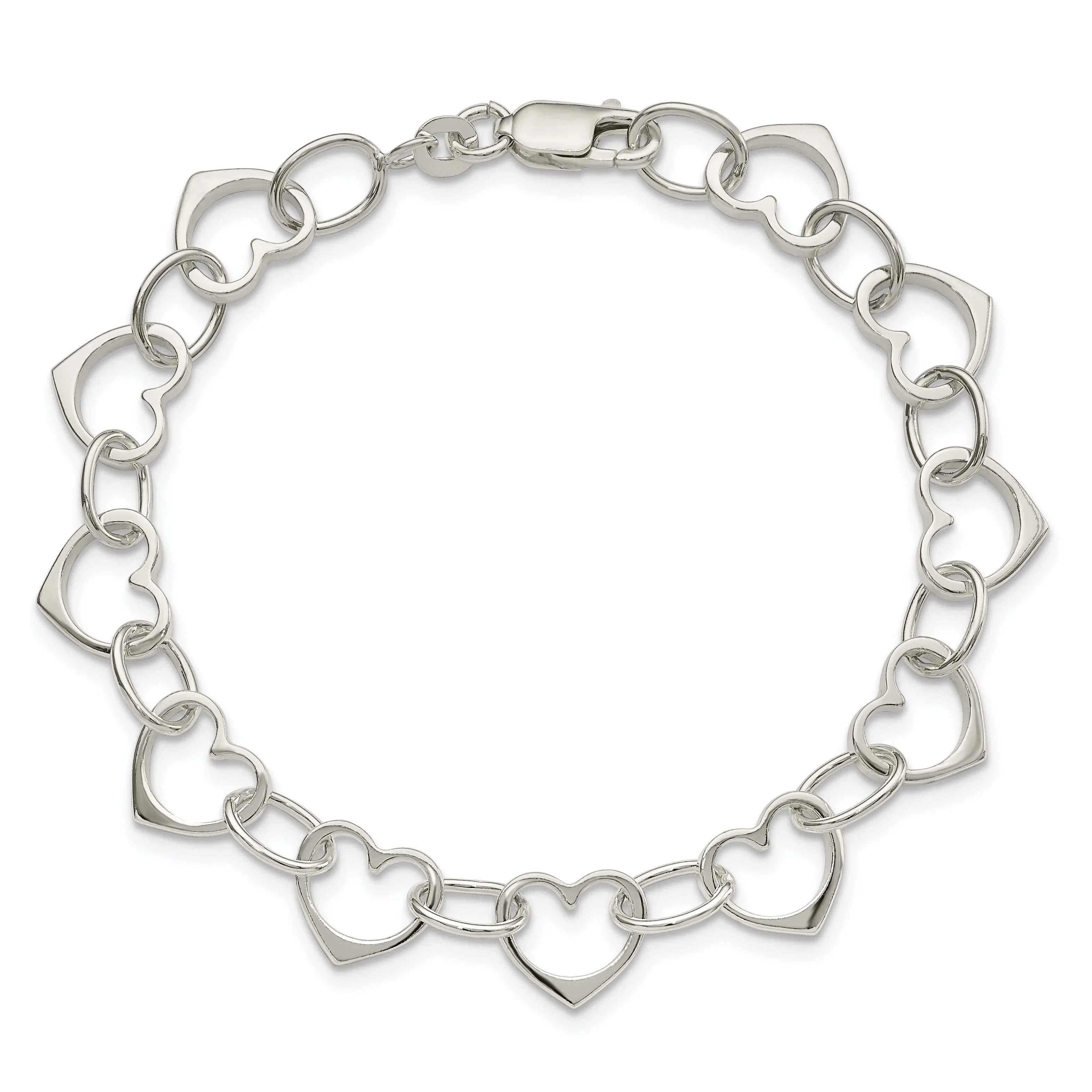 Sterling Silver Heart Link Bracelet