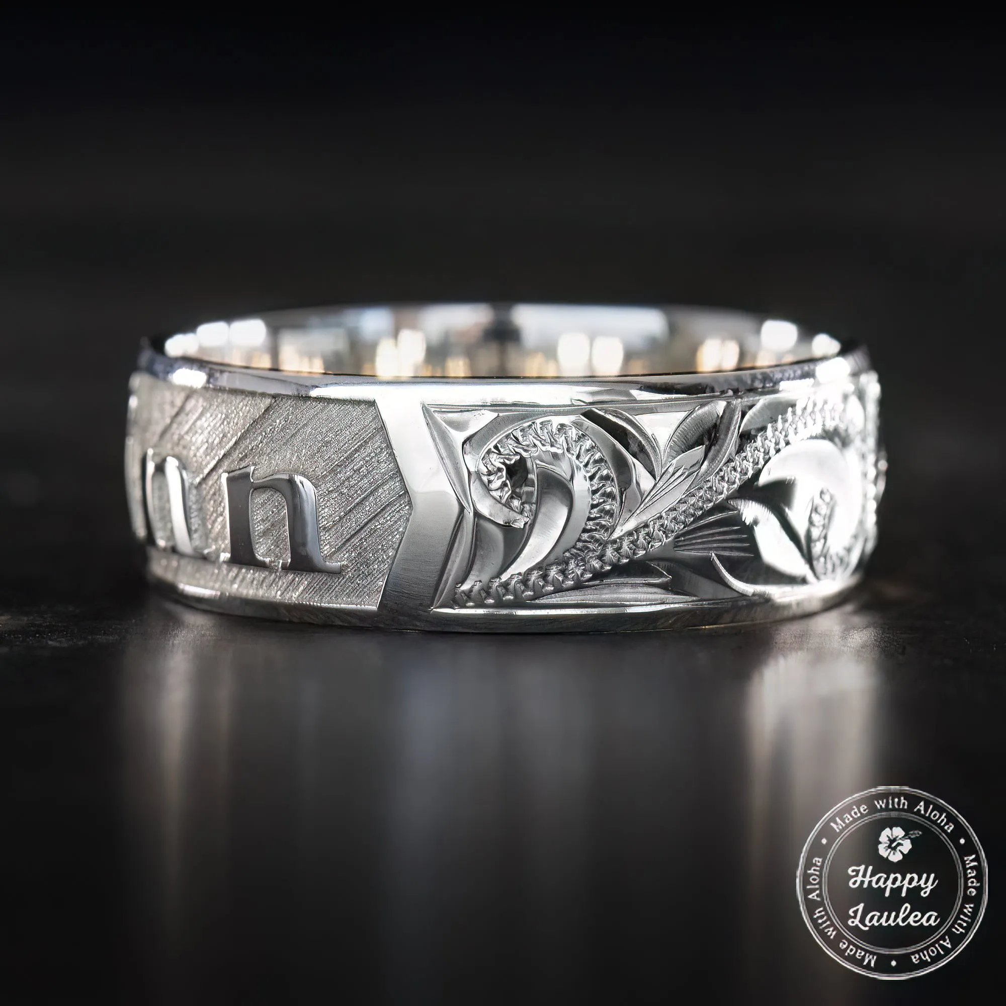 Sterling Silver Personalized Name Ring [6 or 8mm width] Hand Made Hawaiian Jewelry / Barrel Shape
