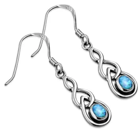 Synthetic Blue Opal Celtic Knot Earrings