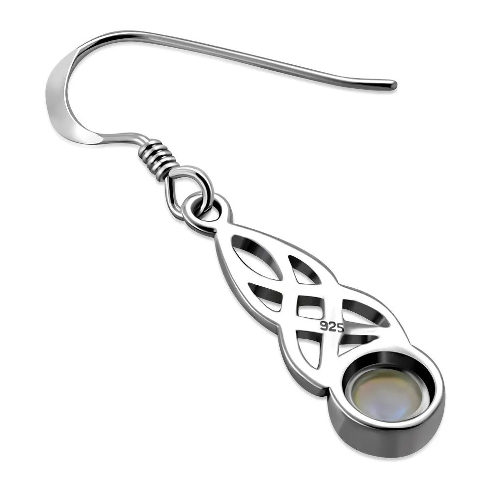 Synthetic Blue Opal Celtic Silver Earrings