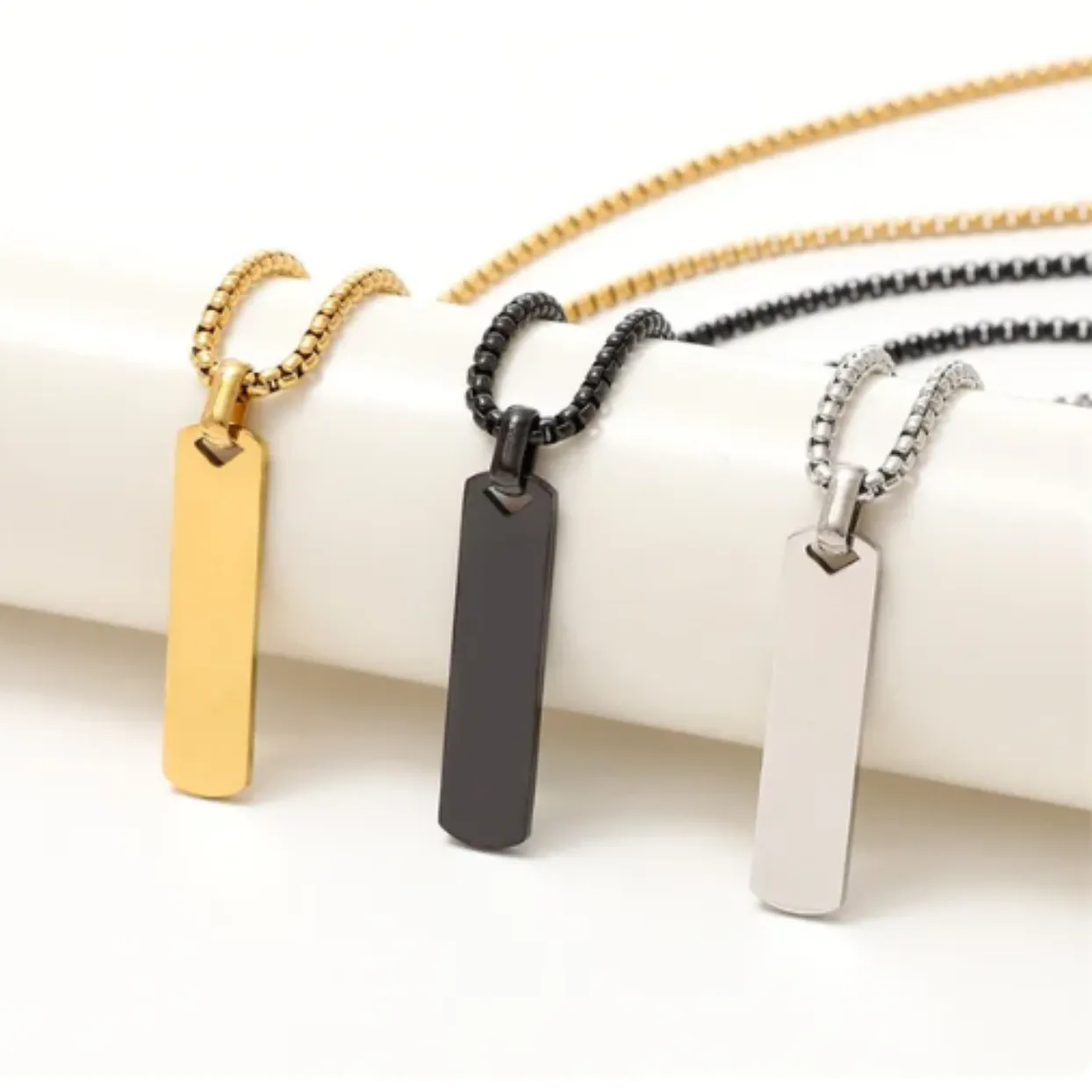 TAG NECKLACES - SILVER GOLD BLACK WATERPROOF NECKLACE