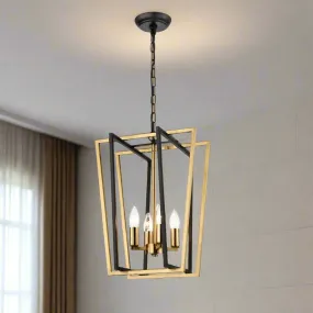 Tall Lantern Light - Matt Black & Aged Brass - 65cm