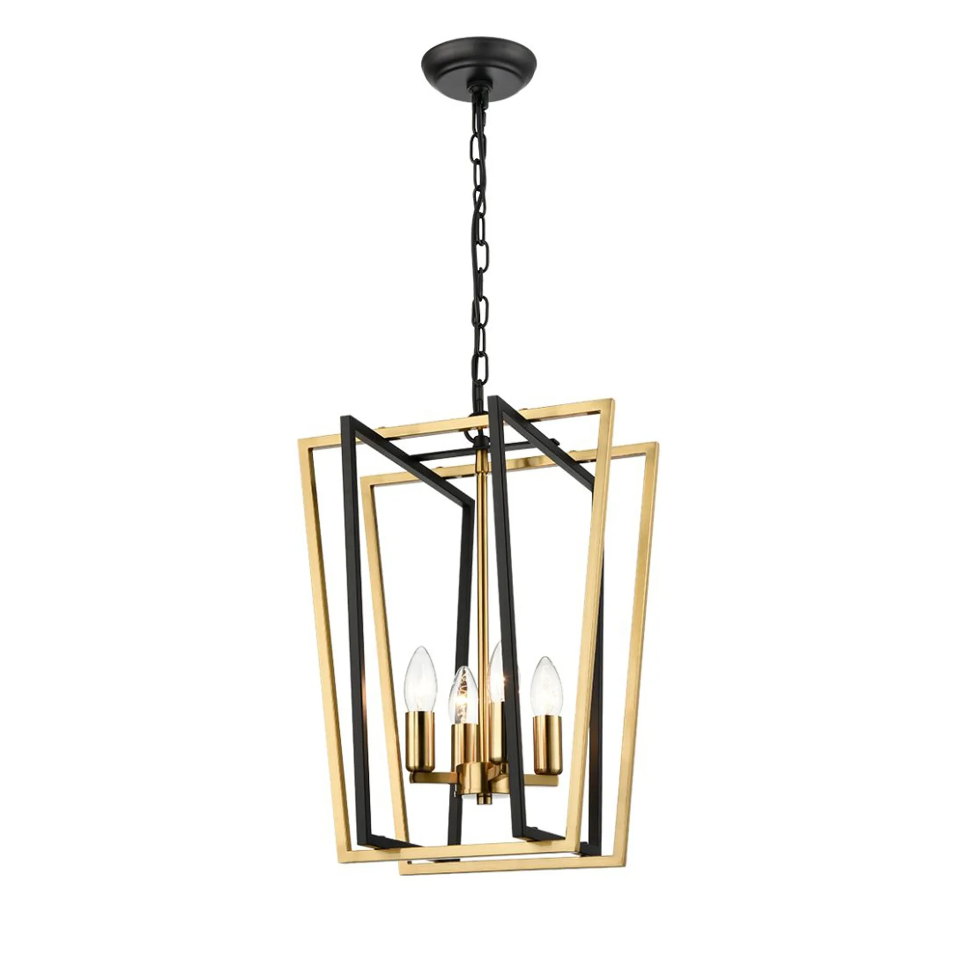 Tall Lantern Light - Matt Black & Aged Brass - 65cm