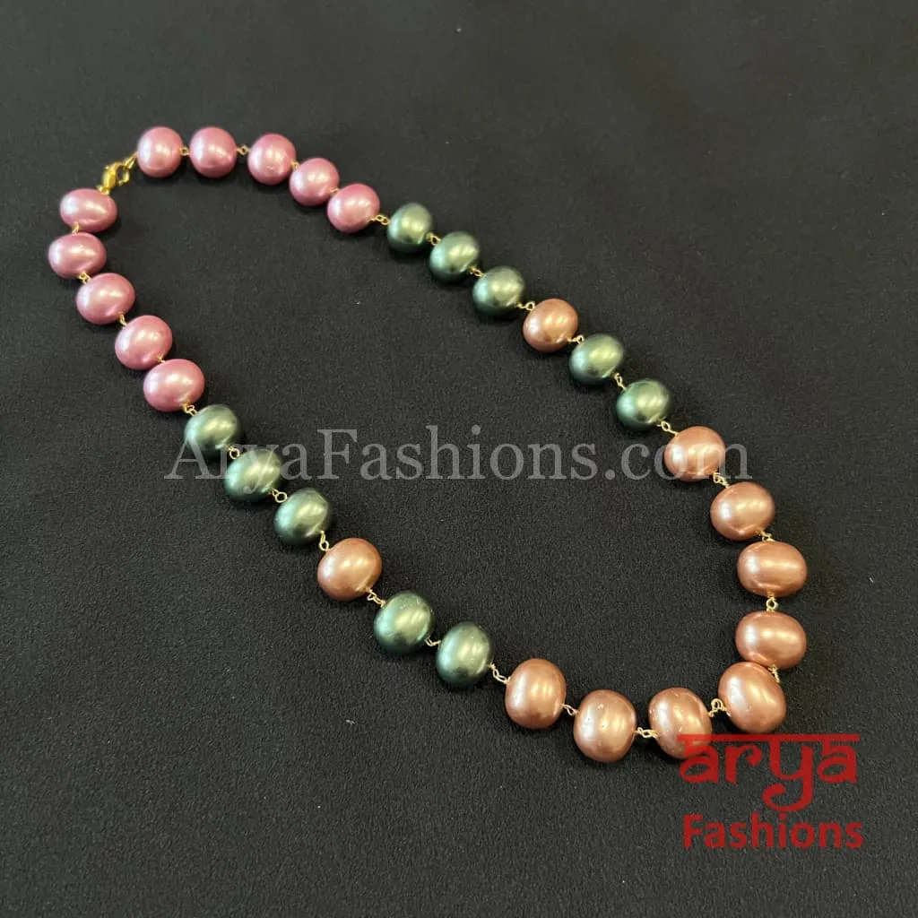 Tanjore Beads Pearls Indian Necklace