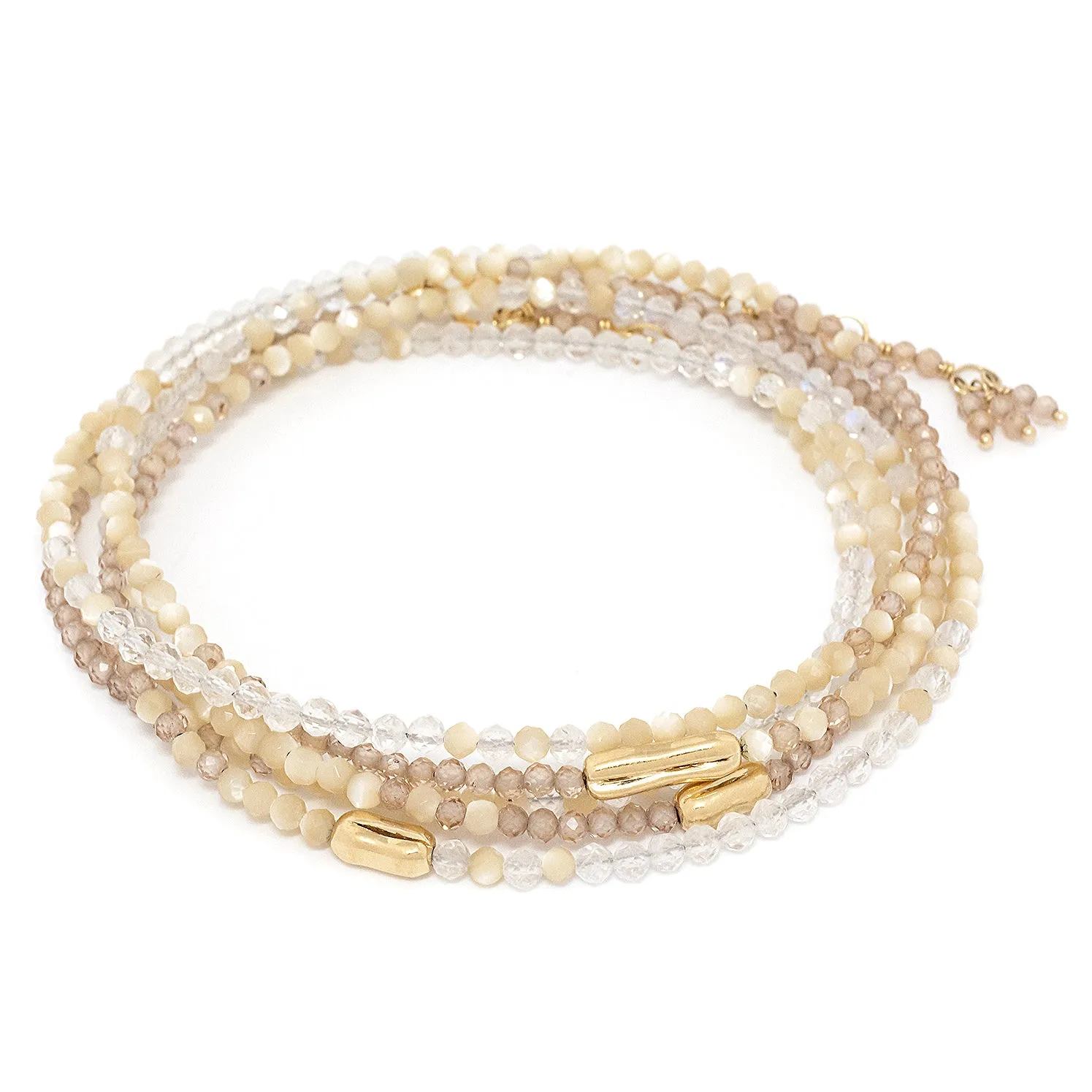 Three Gold Accent River Wrap‚ 14K White Gold