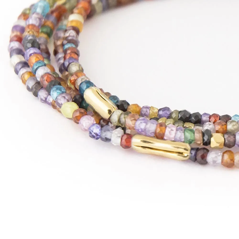 Three Gold Accent River Wrap‚ 14K White Gold