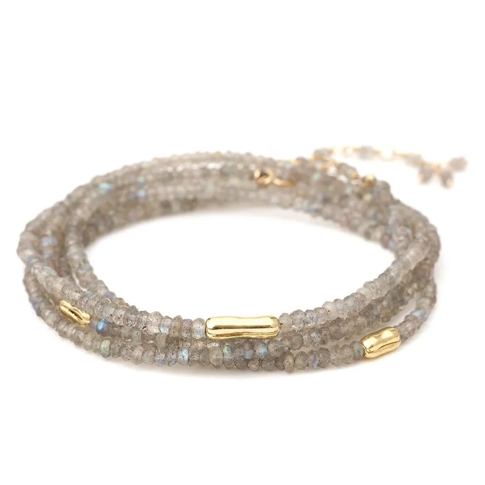 Three Gold Accent River Wrap‚ 14K White Gold