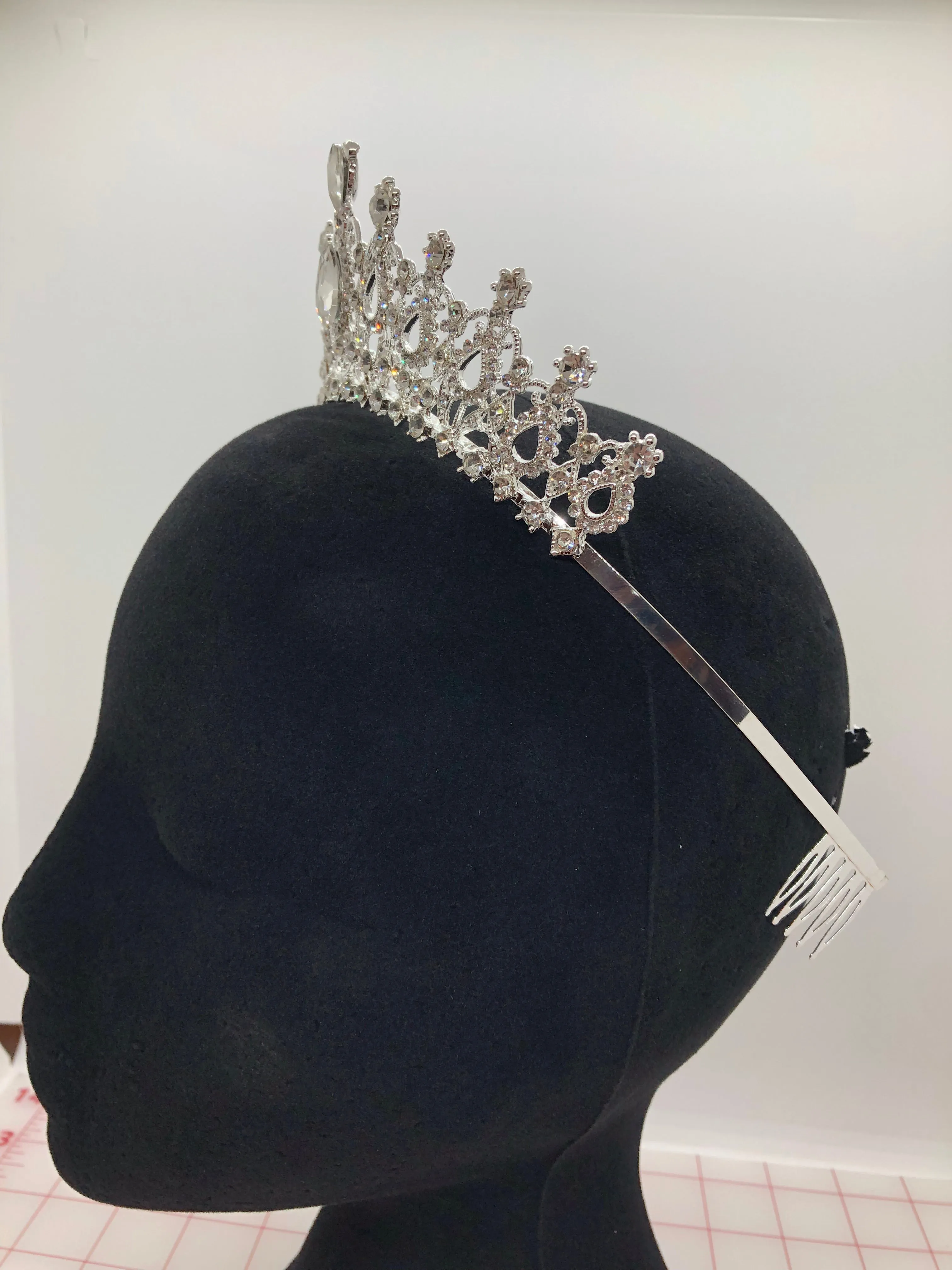 Tiara - Crystal and Silver with Combs