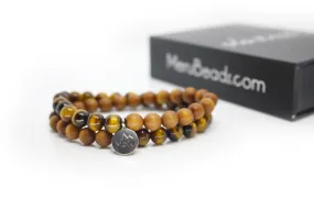 Tiger's Eye Yellow & Sandalwood Wrap Bracelet for Men