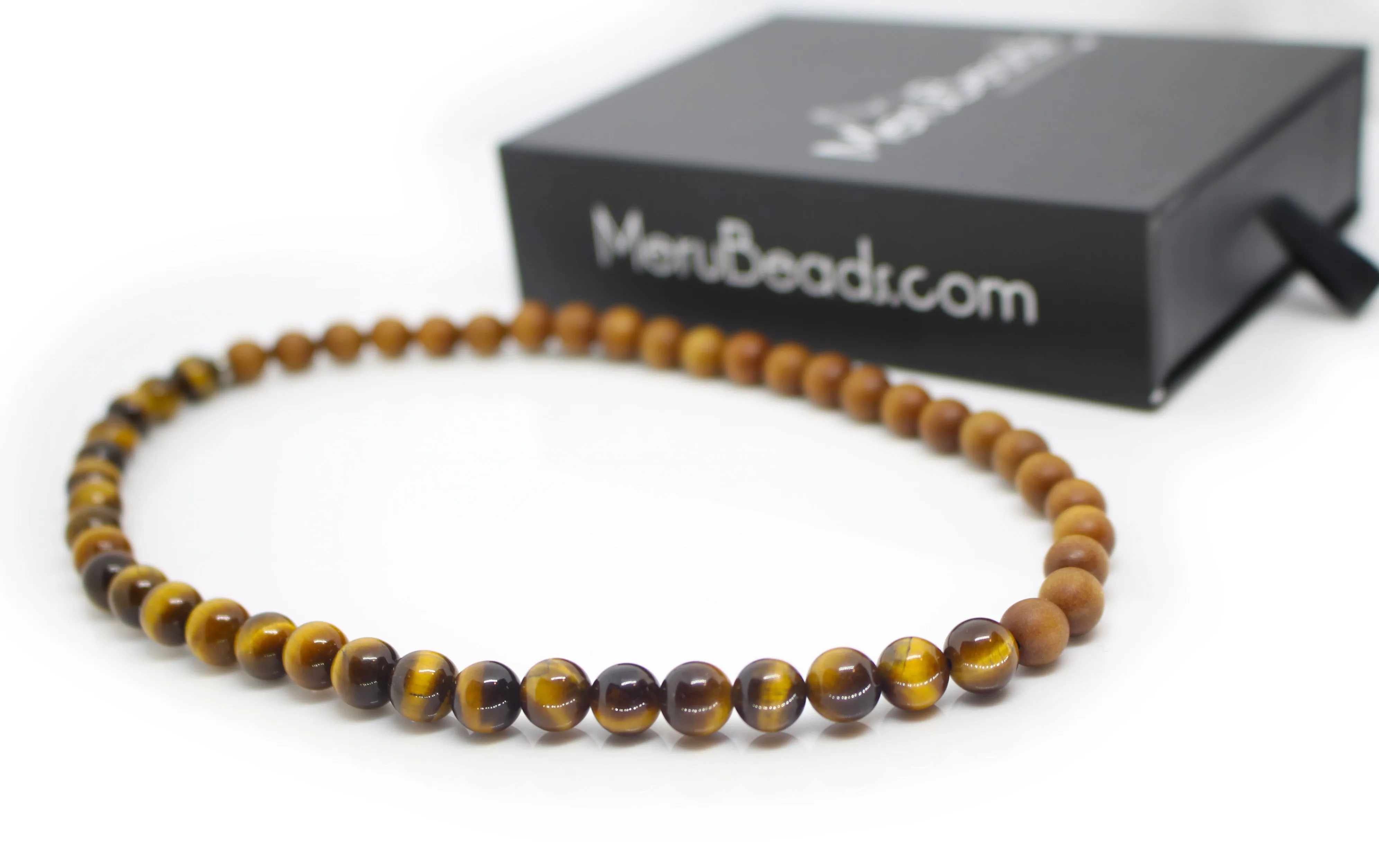 Tiger's Eye Yellow & Sandalwood Wrap Bracelet for Men