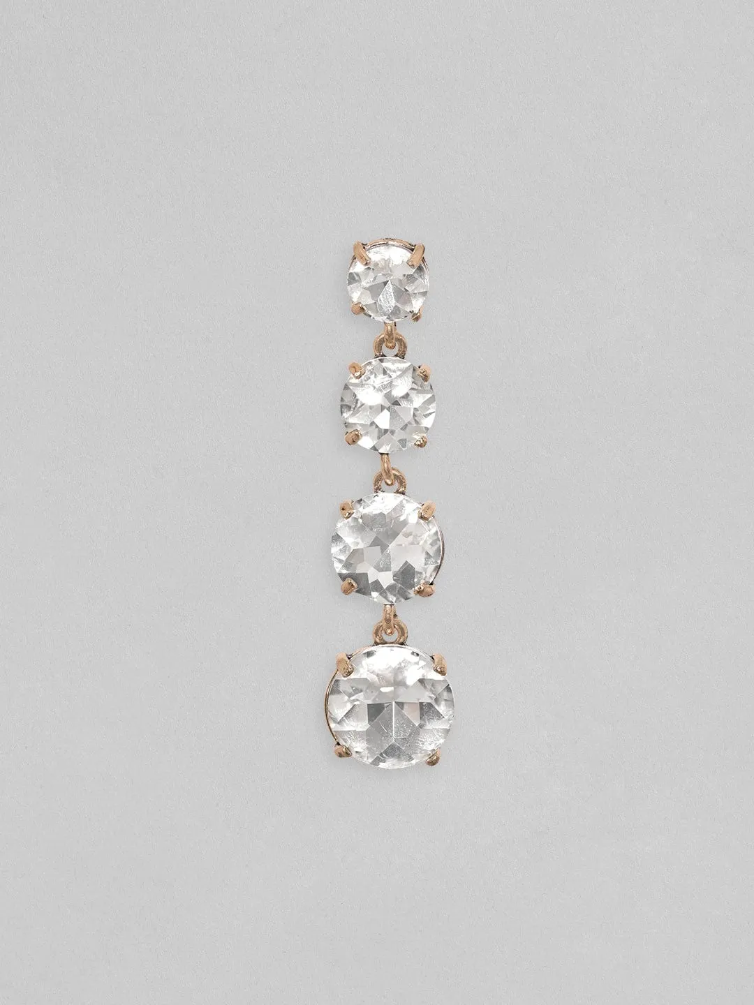 TOKYO TALKIES X Rubans 18K Gold Toned Clear & Opal Zircon Studded Drop Earring
