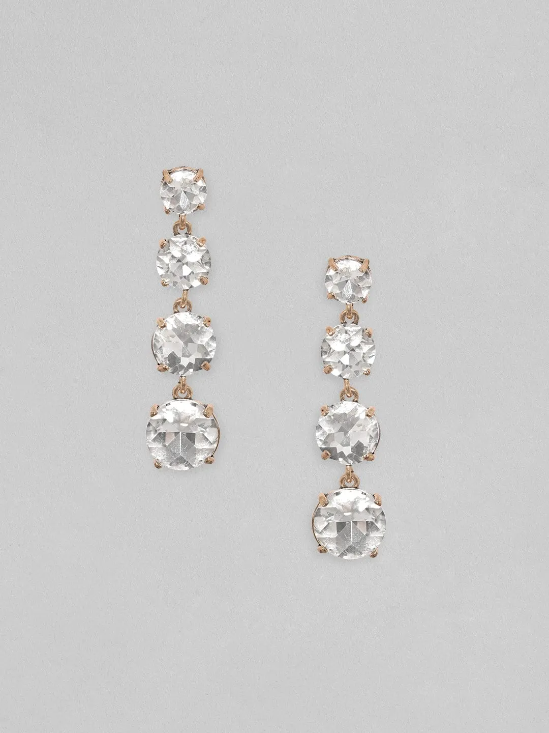 TOKYO TALKIES X Rubans 18K Gold Toned Clear & Opal Zircon Studded Drop Earring