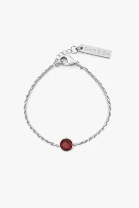 Tutti & Co Birthstone Bracelet Silver- Garnet (JANUARY) -BR590S
