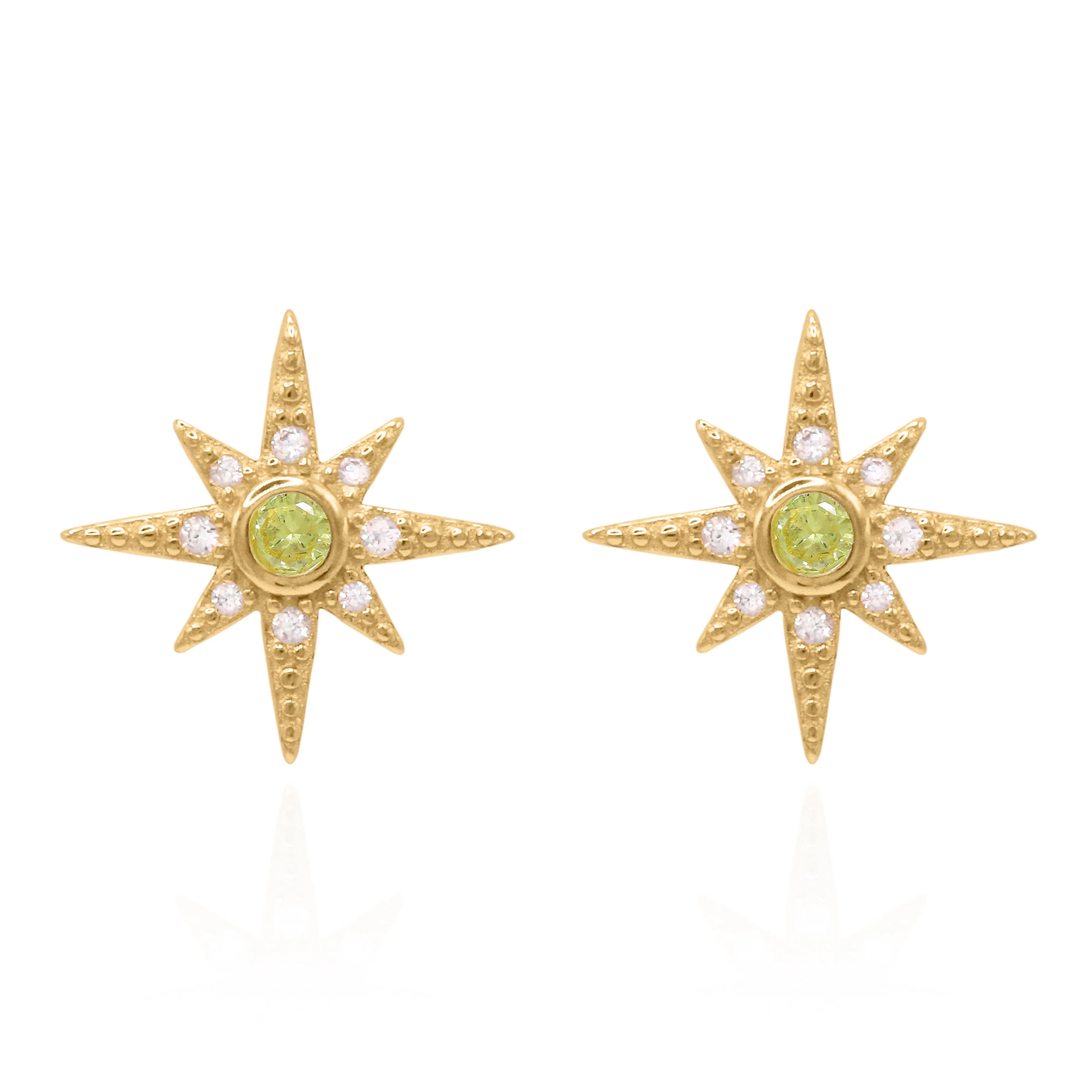 Ursa Birthstone Star Stud Earrings | 18K Gold Plated