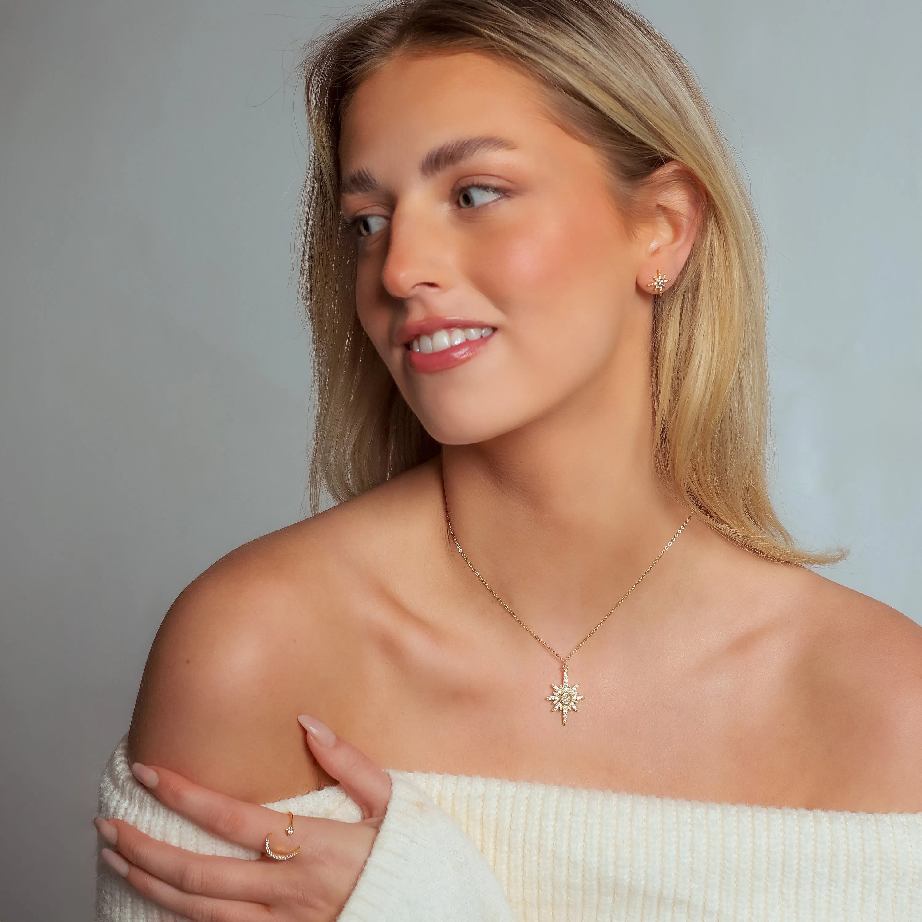 Ursa Birthstone Star Stud Earrings | 18K Gold Plated