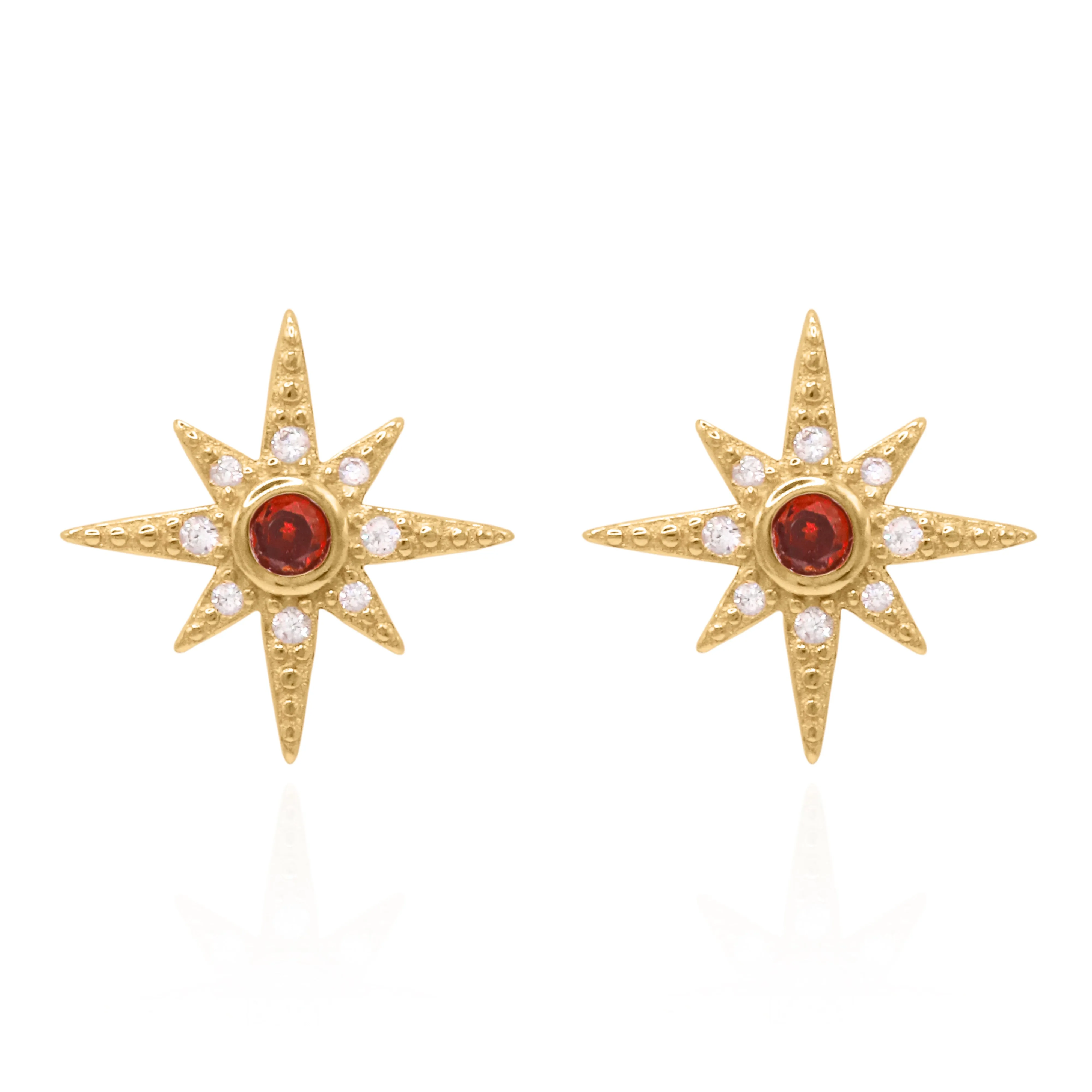 Ursa Birthstone Star Stud Earrings | 18K Gold Plated