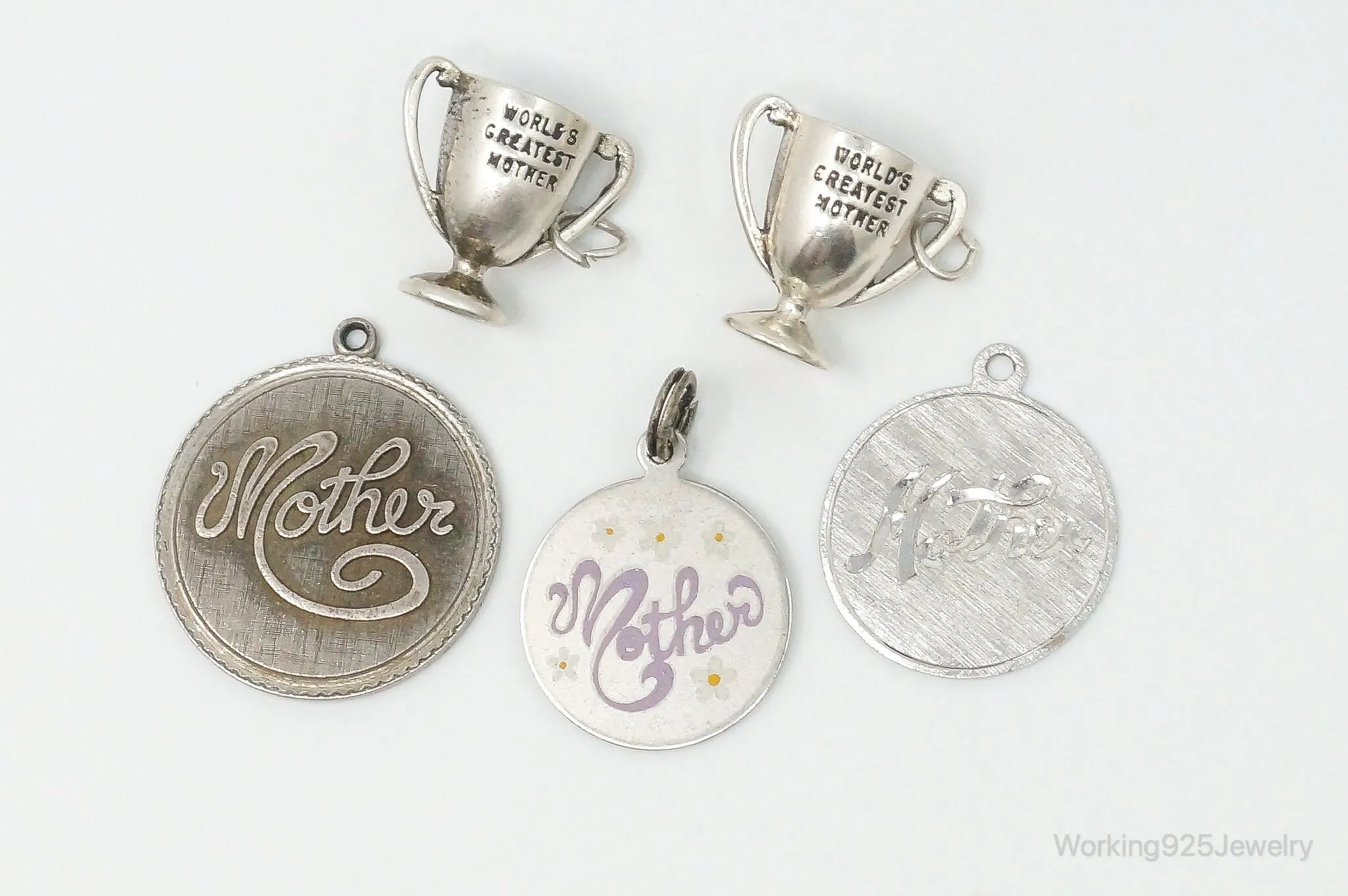 Vintage Antique Mother Mom Sterling Silver Charms