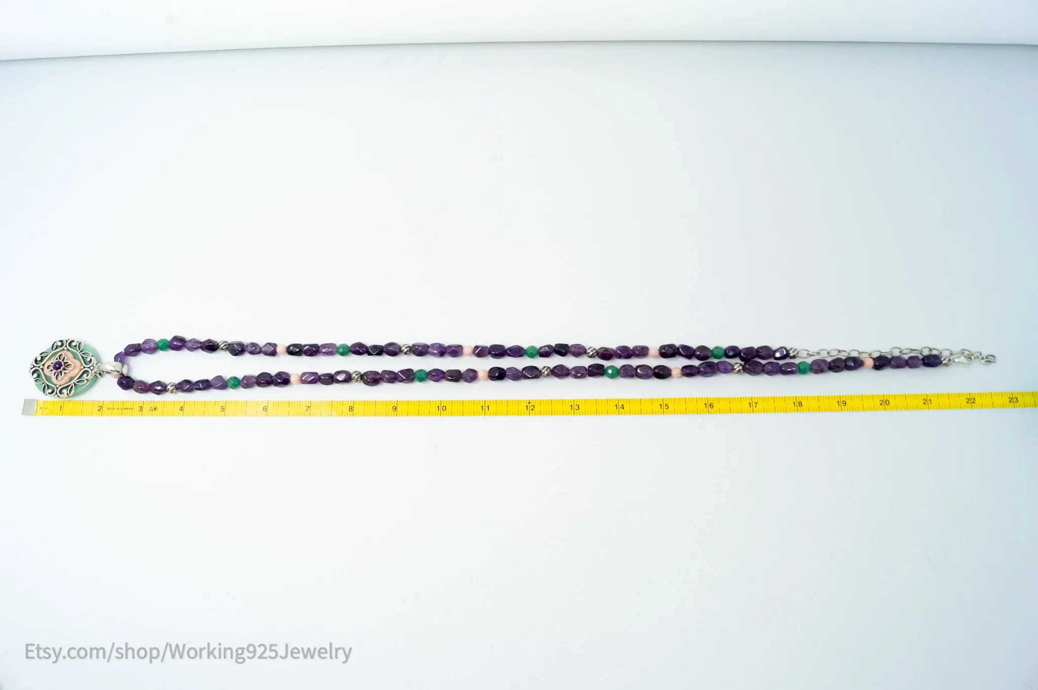 Vintage Carolyn Pollack Relios Amethyst Bead Western Sterling Silver Necklace