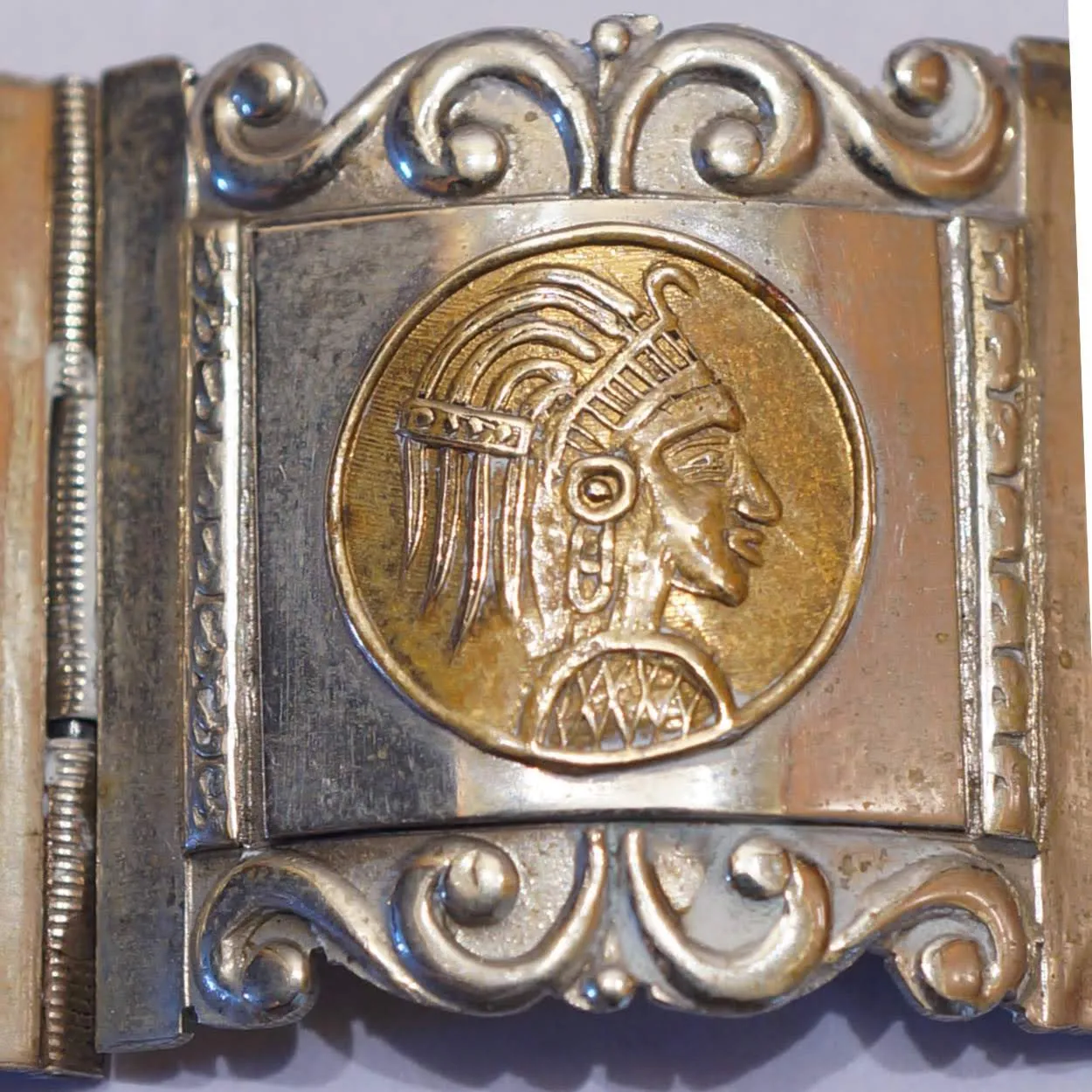 Vintage Mexican Sterling Bracelet Aztec Panels