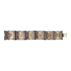 Vintage Mexican Sterling Bracelet Aztec Panels