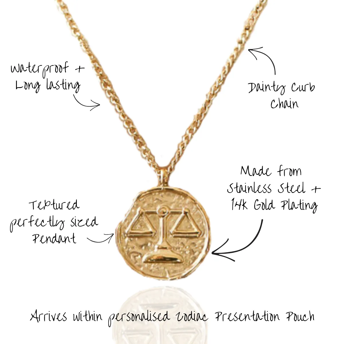 Virgo Zodiac Gold Pendant Necklace