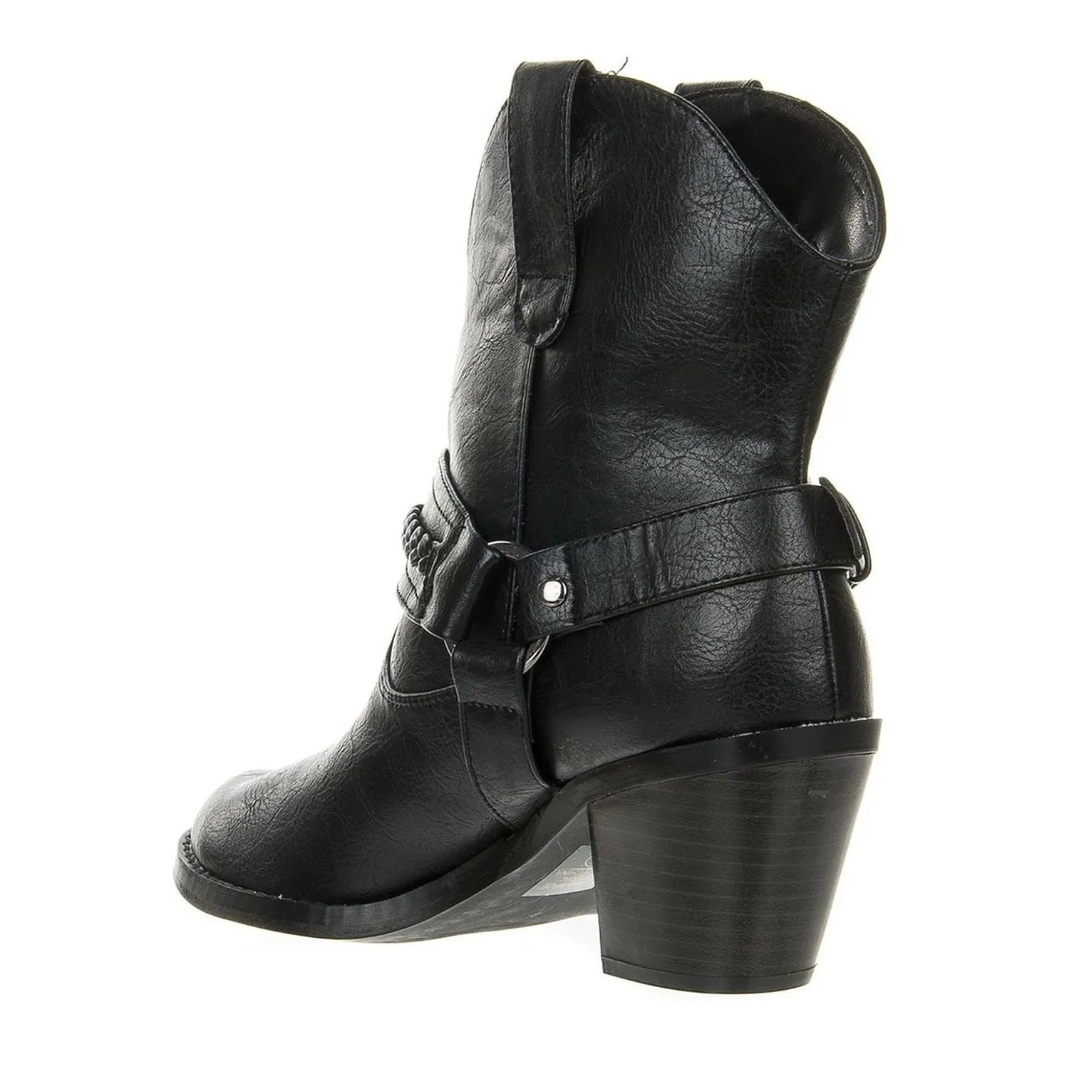 Western Style Buckle Heel Ankle Boot Bootie Cowgirl Women's