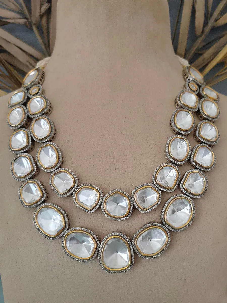 White Color Faux Diamond Necklace Set - MS1004