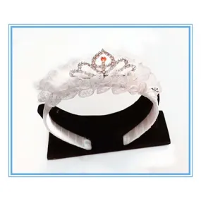 White Princess Tiara Headband, 1 Count