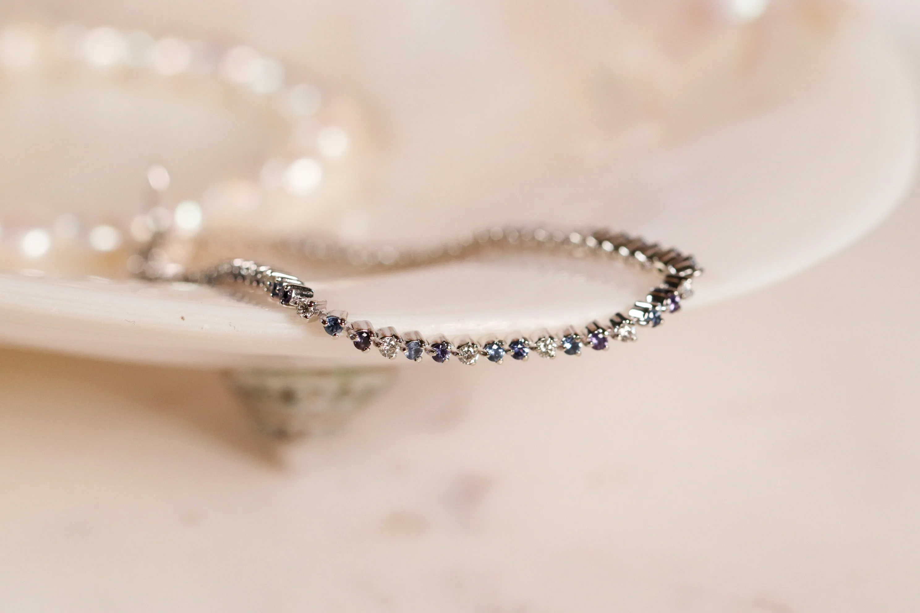 Yogo Sapphire   Diamond Trio Tennis Bracelet