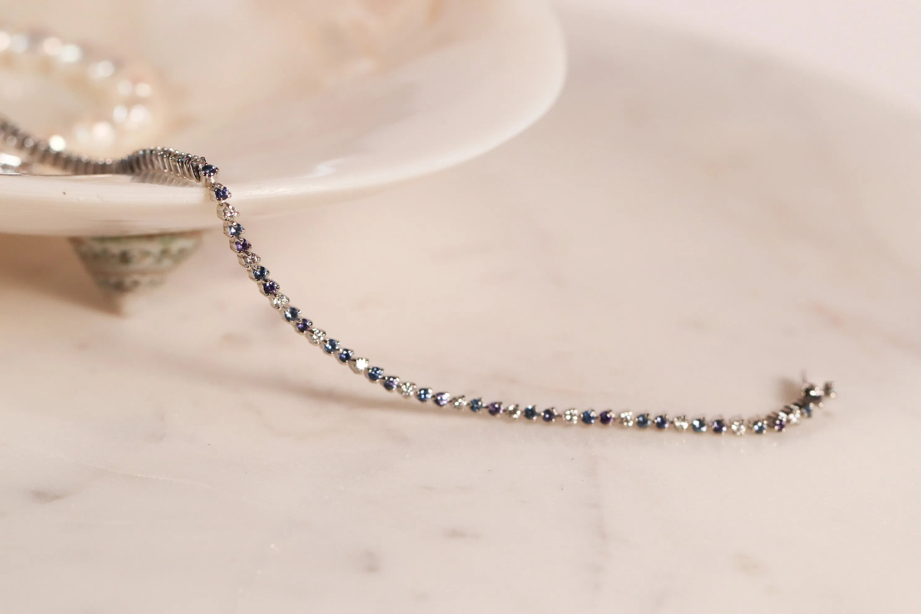 Yogo Sapphire   Diamond Trio Tennis Bracelet
