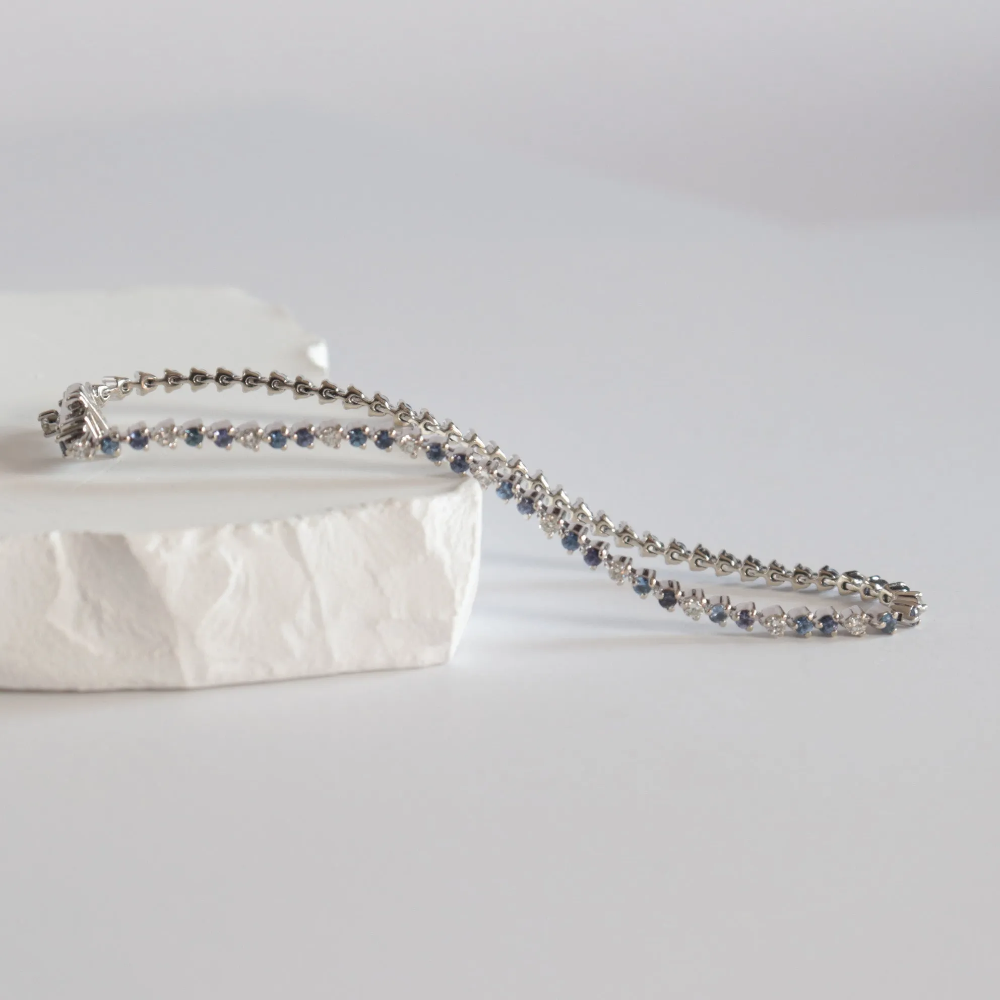 Yogo Sapphire   Diamond Trio Tennis Bracelet