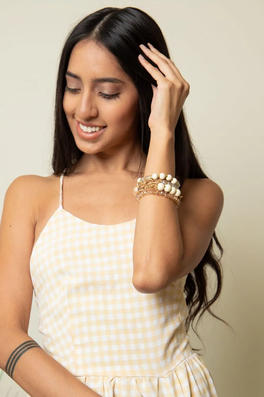 You Are Unique Beaded Stretch Bracelet Set Of 4 - Natural