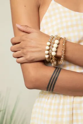 You Are Unique Beaded Stretch Bracelet Set Of 4 - Natural